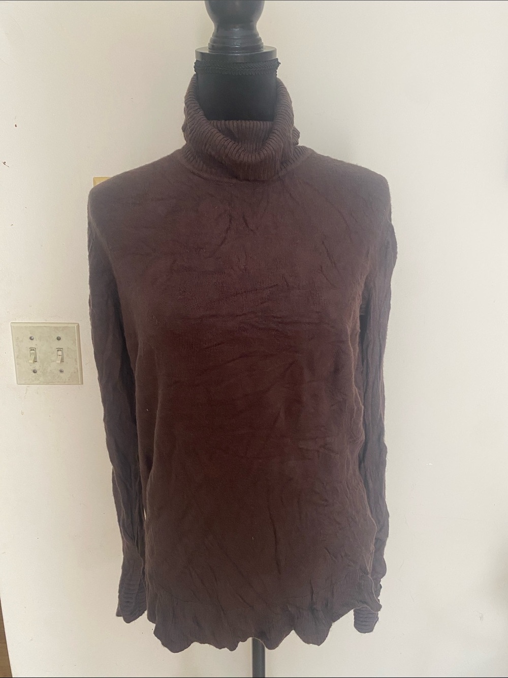 Chadwick’s of Boston Brown Turtleneck Long Sleeve w/Button Detail Top US Sz L